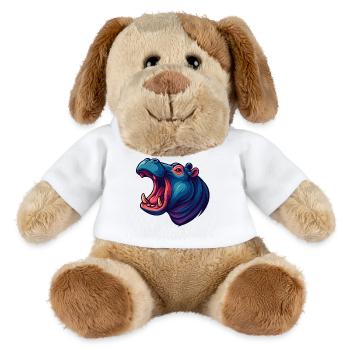 Neon hippo with an open muzzle - MiniFeet® Dog Helge - white - Front