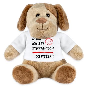 Doch ich bin Sympathisch-Du Pisser-Funny Statement - MiniFeet® Hund Helge - Weiß - Vorne