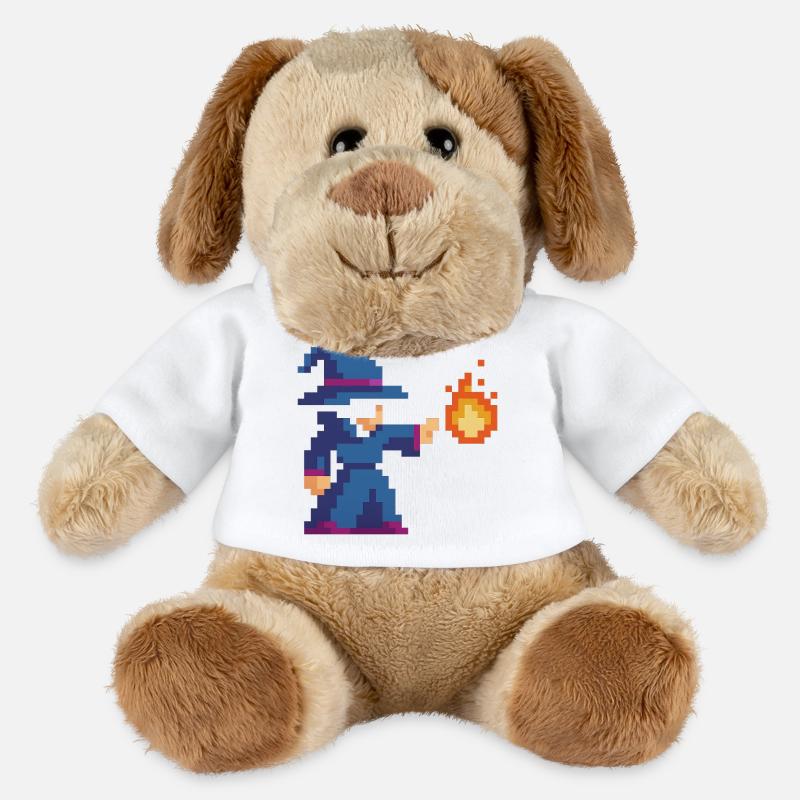 Pixel Wizard und Feuer - MiniFeet® Hund Helge - Weiß