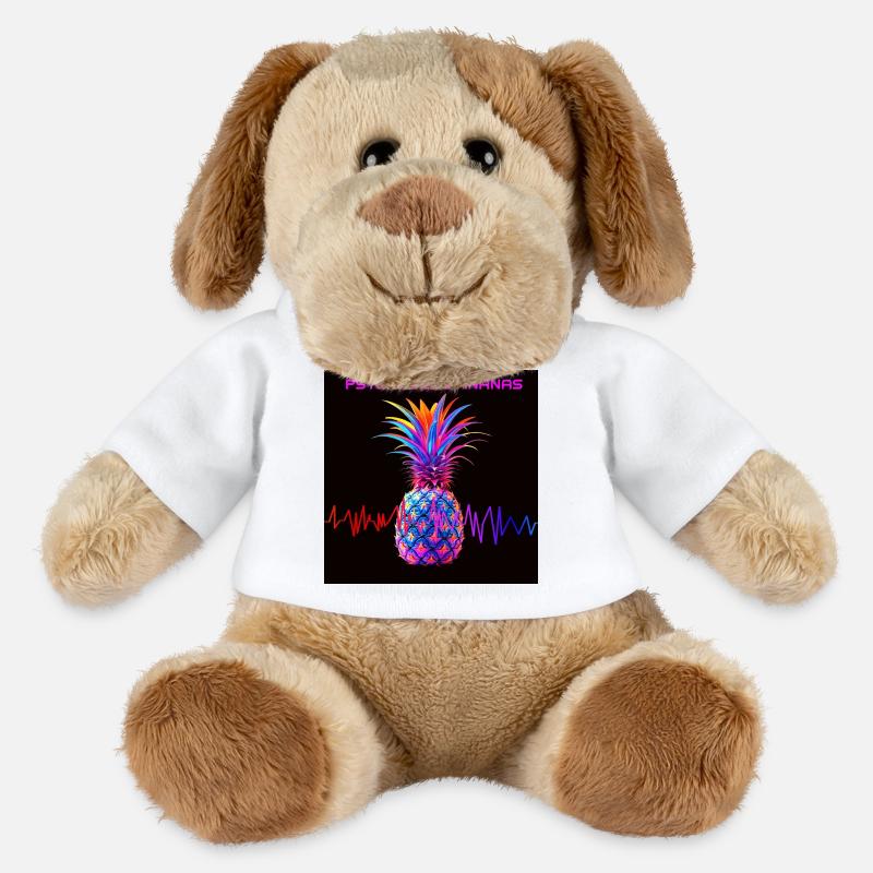 Psychedelischer Ananas Neonprint - MiniFeet® Hund Helge - Weiß