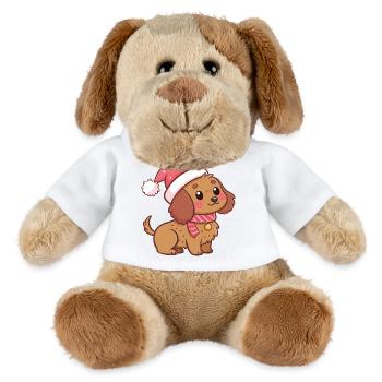 Kawaii Weihnachtshund mit rotem Hut - MiniFeet® Hund Helge - Weiß - Vorne