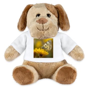 Papillon blanc sur fleur jaune - Chien en peluche Helge MiniFeet® - blanc - Devant