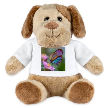 Iridescent butterfly on delicate flower - MiniFeet® Dog Helge - white - Front