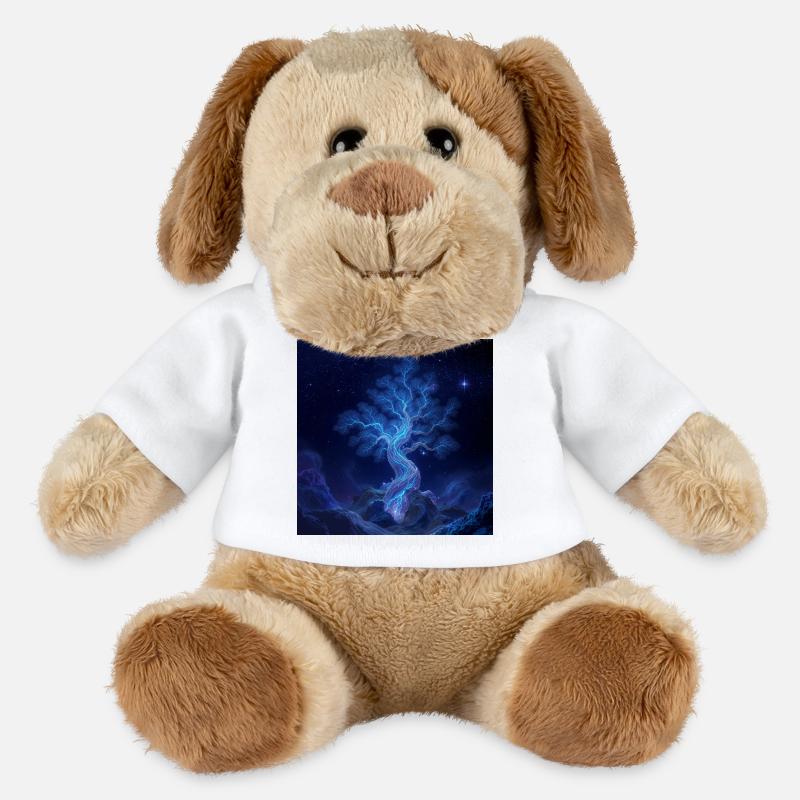 Blauer Blitzbaum Nachtkunst - MiniFeet® Hund Helge - Weiß