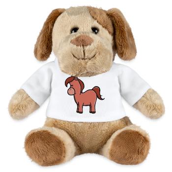 Niedlicher brauner Pferd-Kawaii-Pony-Cartoon - MiniFeet® Hund Helge - Weiß - Vorne