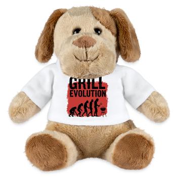Grill Evolution Lustiger Grillmeister Spruch - MiniFeet® Hund Helge - Weiß - Vorne