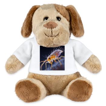 Transparenter Floh – Goldene Insekten Makro Kunst - MiniFeet® Hund Helge - Weiß - Vorne