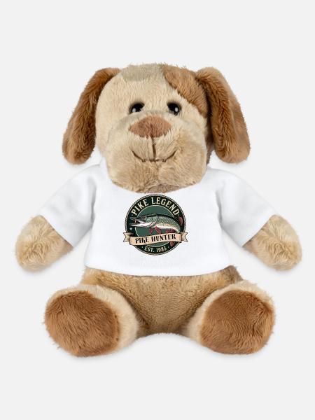 T-shirt pêcheur vintage de pêcheur de brochets Légende du piquet - Chien en peluche Helge MiniFeet® - blanc