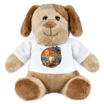 Drôle de chien pitbull sur la plage pendant le coucher de soleil des vacances d’été - Chien en peluche Helge MiniFeet® - blanc - Devant