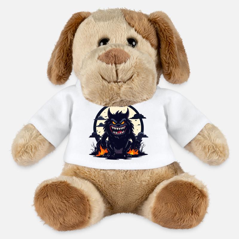 Moonlit Night Werewolf Monster with Fire Flames - MiniFeet® Dog Helge - white