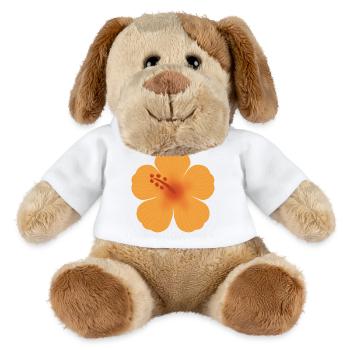 Floraison d’hibiscus orange - Chien en peluche Helge MiniFeet® - blanc - Devant