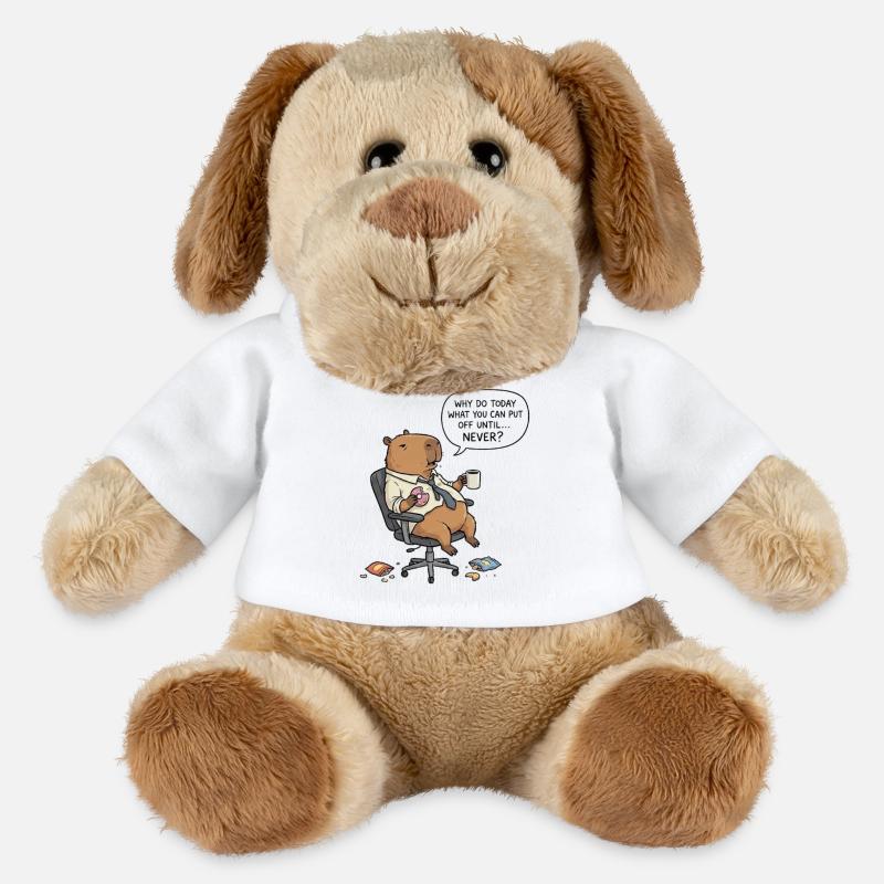 Procrastinating capybara beaver in the office - MiniFeet® Dog Helge - white