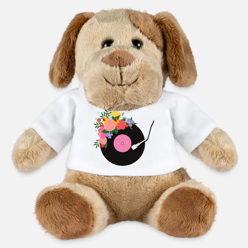 Blumige Schallplatte - MiniFeet® Hund Helge - Weiß