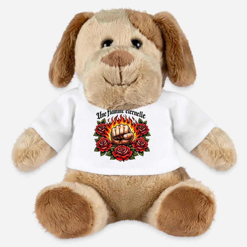 Flammende Faust und Rosen - MiniFeet® Hund Helge - Weiß
