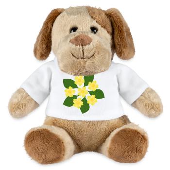 Februar Geburtstag Blüte Primeln Geburtstagsblume - MiniFeet® Hund Helge - Weiß - Vorne