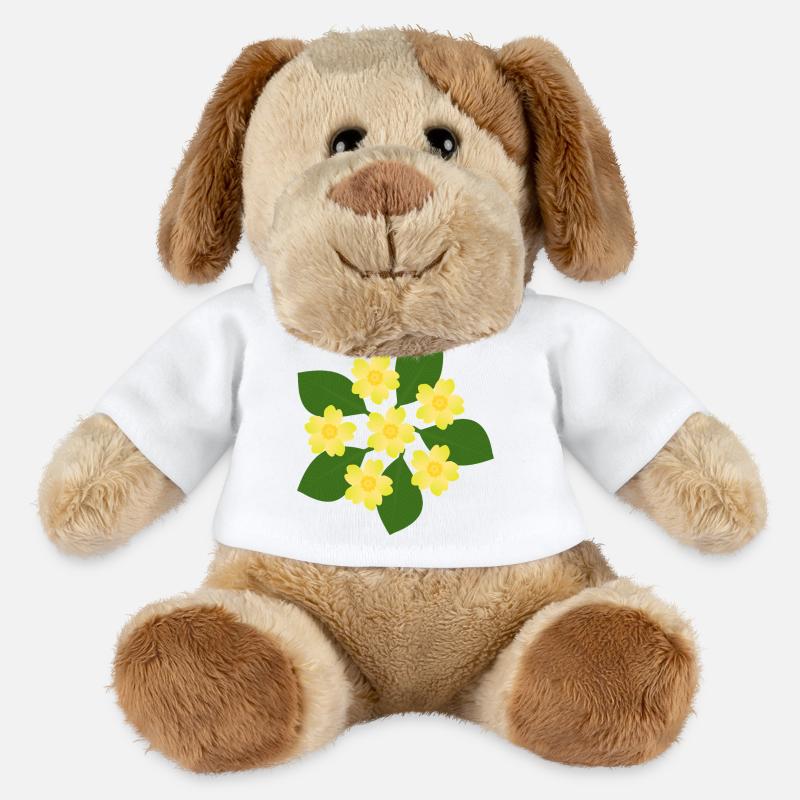 Février, Fleurs de naissance, primevères d’anniversaire, fleur d’anniversaire - Chien en peluche Helge MiniFeet® - blanc