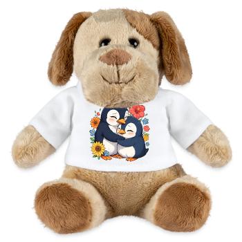 Cuddly penguins in a sea of flowers - MiniFeet® Dog Helge - white - Front