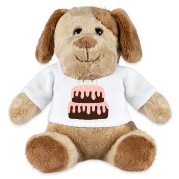 Pastellrosa Kuchen-Geburtstagsillustration - MiniFeet® Hund Helge - Weiß - Vorne