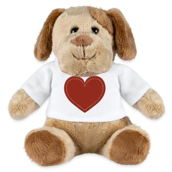 Stitched Brown Heart Emblem - MiniFeet® Dog Helge - white - Front