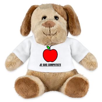 JE SUIS COMPOTISTE (pomme, complot)  - Chien en peluche Helge MiniFeet® - blanc - Devant