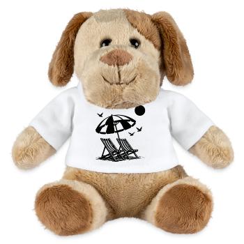Strandurlaub mit Liegestühlen unter Sonnenschirm - MiniFeet® Hund Helge - Weiß - Vorne