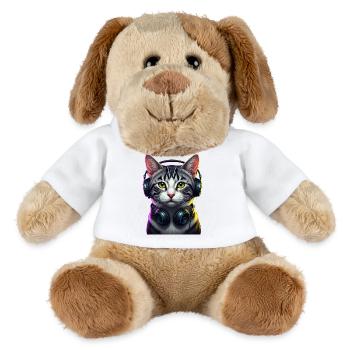 KatzenDJ Neon Kopfhörer Music lover cat - MiniFeet® Hund Helge - Weiß - Vorne