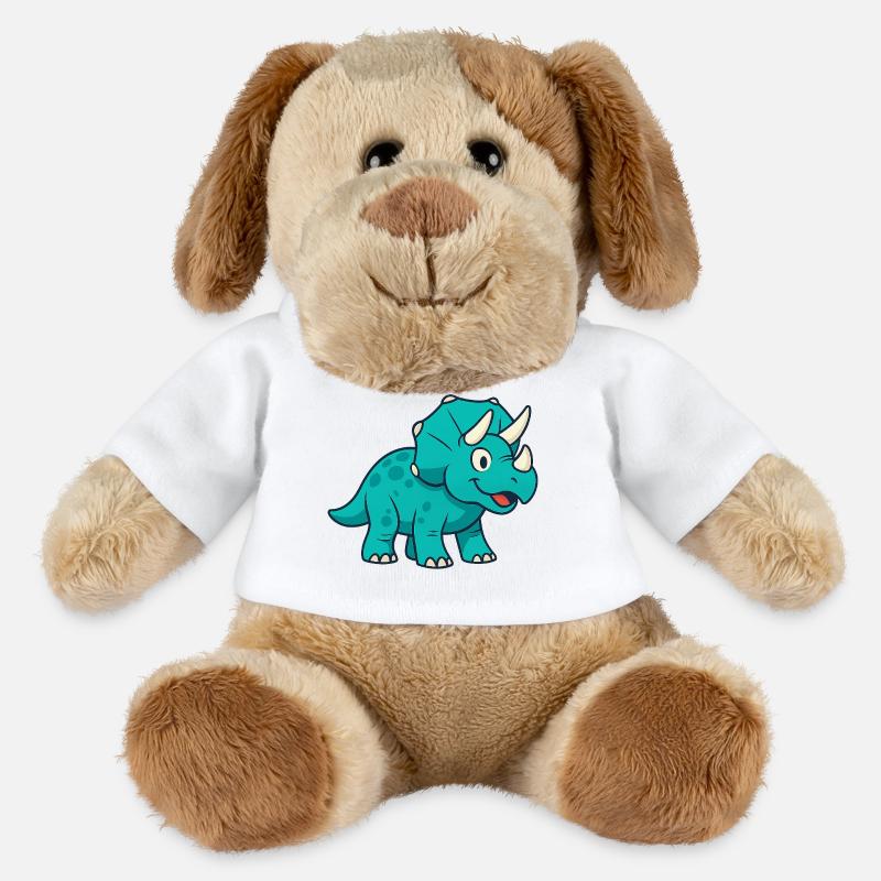 Fröhlicher Dino Triceratops - MiniFeet® Hund Helge - Weiß