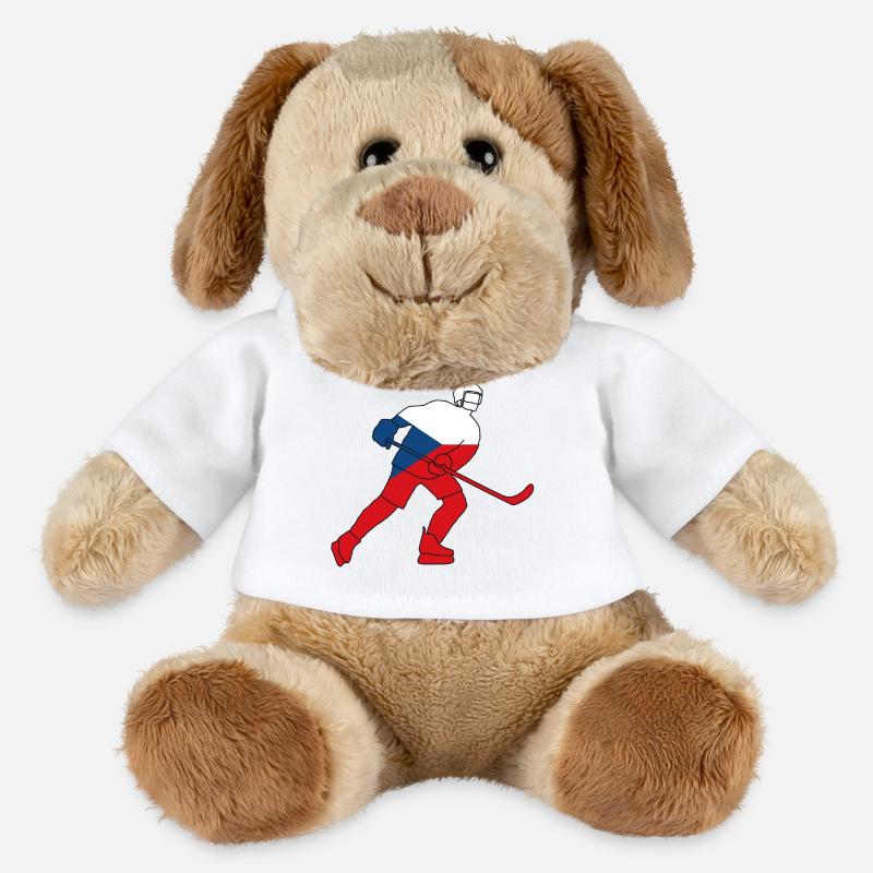 Eishockeyspieler mit tschechischer Flagge - MiniFeet® Hund Helge - Weiß