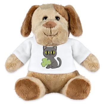 Grauer Katzen-Kleeblatt-Anhänger - MiniFeet® Hund Helge - Weiß - Vorne