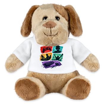 Gaming Gamer T Shirt - MiniFeet® Hund Helge - Weiß - Vorne