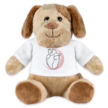 Anatomisches Herz mit rotem Strahlenkranz - MiniFeet® Hund Helge - Weiß - Vorne