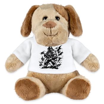 Heroic Firefighter Comic Style Black White - MiniFeet® Dog Helge - white - Front