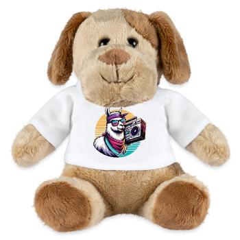 Lama mit Boombox im Retro-Vibe - MiniFeet® Hund Helge - Weiß - Vorne