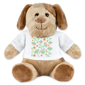 Pivoines abstraites L Blush rose vert citron - Chien en peluche Helge MiniFeet® - blanc - Devant