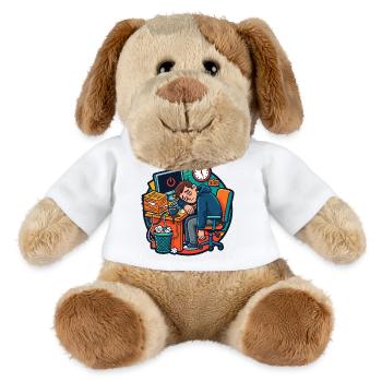 Travail fatigué au bureau Humour de stress - Chien en peluche Helge MiniFeet® - blanc - Devant