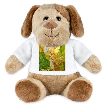 Goldgrüne Abstraktion mit Metalltextur - MiniFeet® Hund Helge - Weiß - Vorne