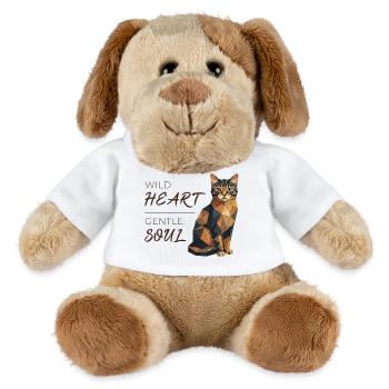 Katzen-Design Low-Poly - Wild Heart, gentle soul - MiniFeet® Hund Helge - Weiß - Vorne