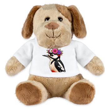 Specht mit Blumenschmuck  - MiniFeet® Hund Helge - Weiß - Vorne
