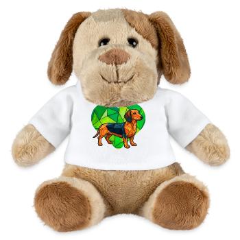Kubistisches Dackel Herz Geometrische Wursthundekunst - MiniFeet® Hund Helge - Weiß - Vorne