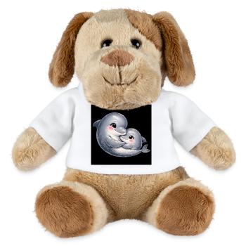 Maman dauphin et son bébé se câlinent ensemble - Chien en peluche Helge MiniFeet® - blanc - Devant