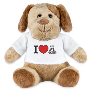 J’adore les Huskies sibiriens – Ich liebe Huskys - Chien en peluche Helge MiniFeet® - blanc - Devant