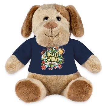 Bonjour le printemps Bonjour les fleurs de soleil de printemps - Chien en peluche Helge MiniFeet® - bleu marine - Devant