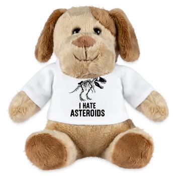 Squelette de dinosaure T-Rex disant que je déteste les astéroïdes - Chien en peluche Helge MiniFeet® - blanc - Devant