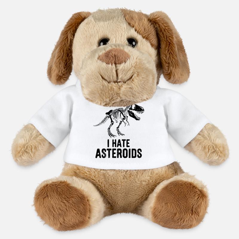 T-Rex Dinosaurier Skelett Spruch I hate Asteroids - MiniFeet® Hund Helge - Weiß