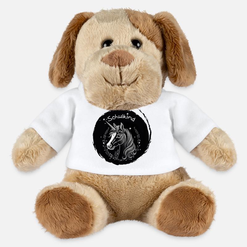 Schulkind - Einhorn mit Sternchen - Kreide Tafel - MiniFeet® Hund Helge - Weiß