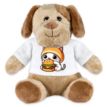 Dessin animé de chat mignon avec hamburger amateur de restauration rapide - Chien en peluche Helge MiniFeet® - blanc - Devant