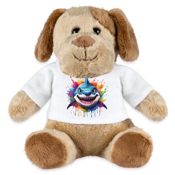 Bunter Hai mit Farbspritzern - MiniFeet® Hund Helge - Weiß - Vorne