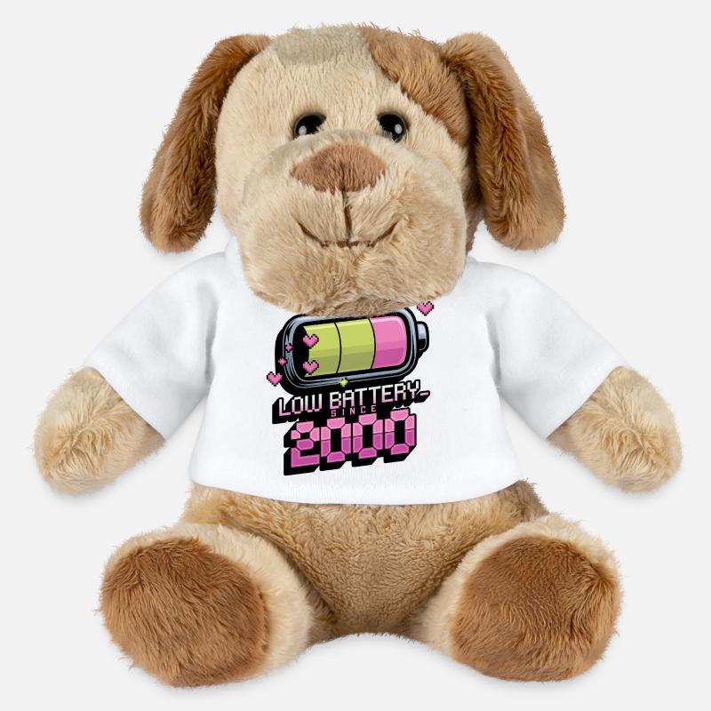 Y2K Retro – Low Battery Since 2000 - MiniFeet® Hund Helge - Weiß