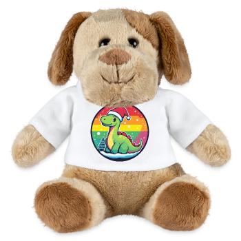 Dino avec un Arc-en-ciel au Chapeau de Noël - Chien en peluche Helge MiniFeet® - blanc - Devant