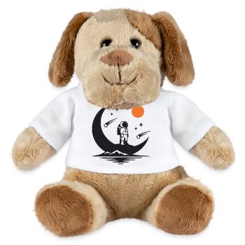 Minimalistischer Astronaut auf der Mondsichel - MiniFeet® Hund Helge - Weiß - Vorne